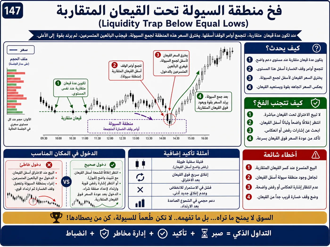 فخ الفوليوم الكاذب عند إعادة الاختبار: شرح تداول بالسيولة والبرايس أكشن لتجنب الدخول الخاطئ