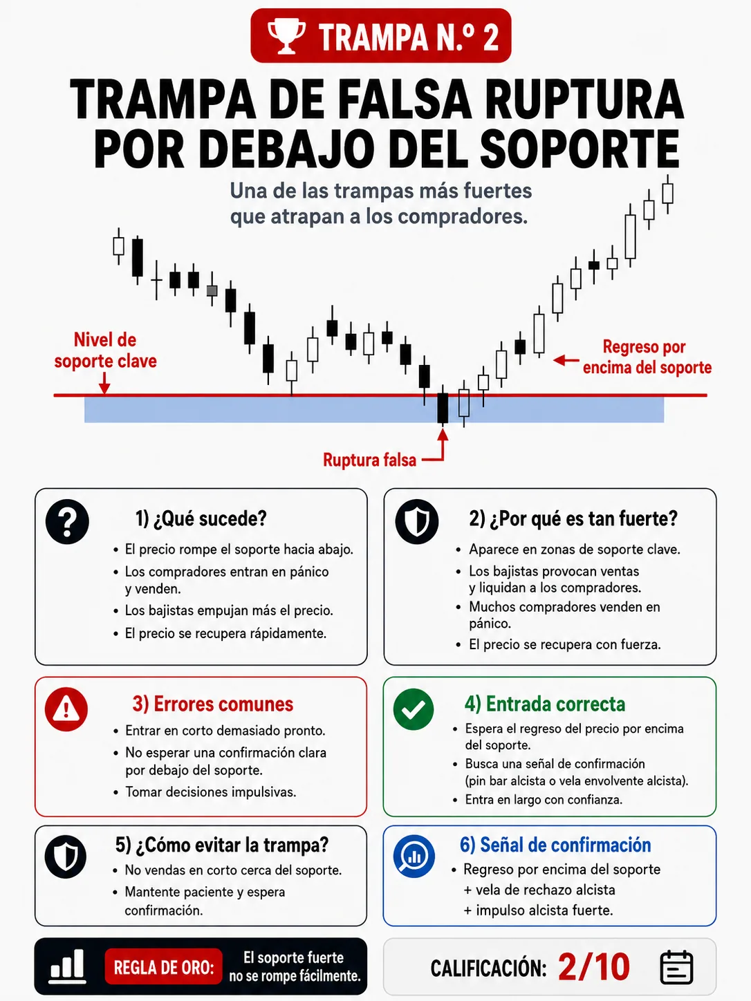 Trampa de falsa ruptura bajo soporte: guía de price action, liquidez y gestión del riesgo