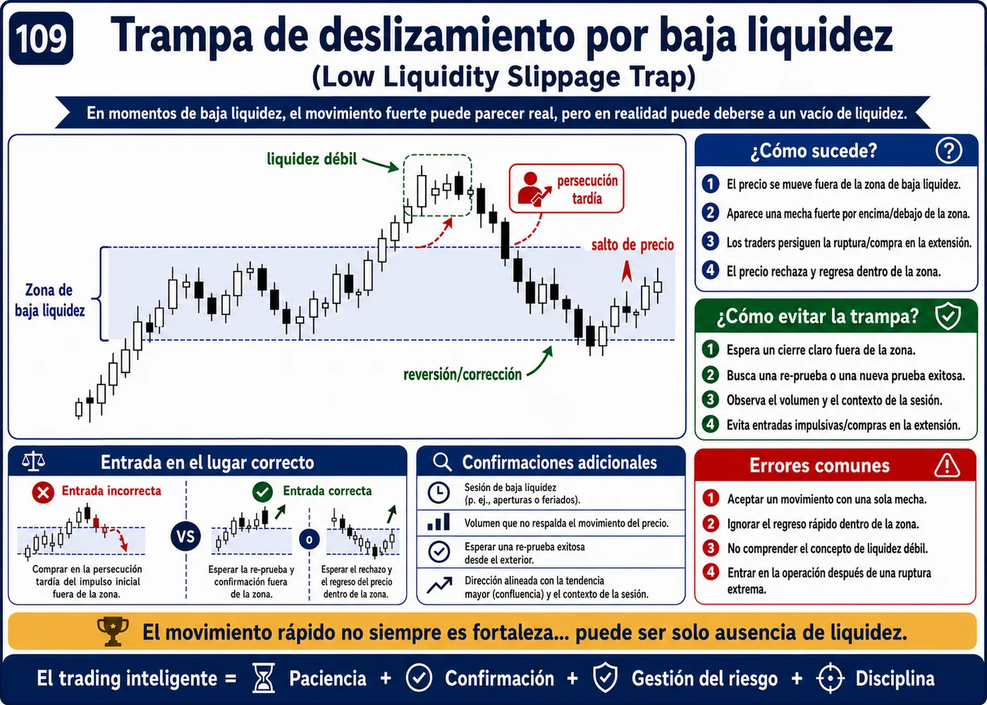 Trampa de perseguir una vela fuerte dentro de la tendencia: guía de price action, liquidez y gestión del riesgo