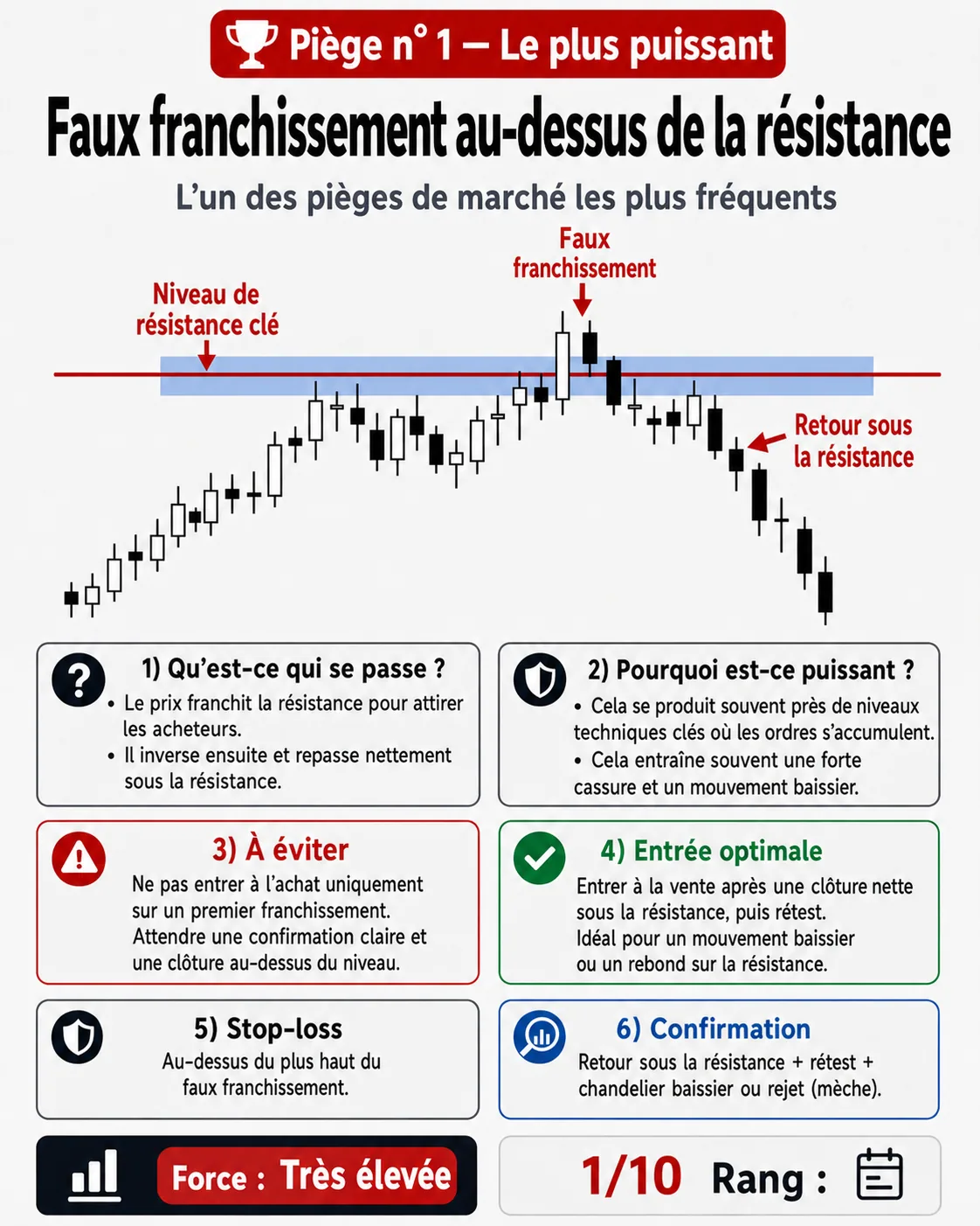 Piège de fausse cassure au-dessus de la résistance: analyse price action, liquidité et gestion du risque