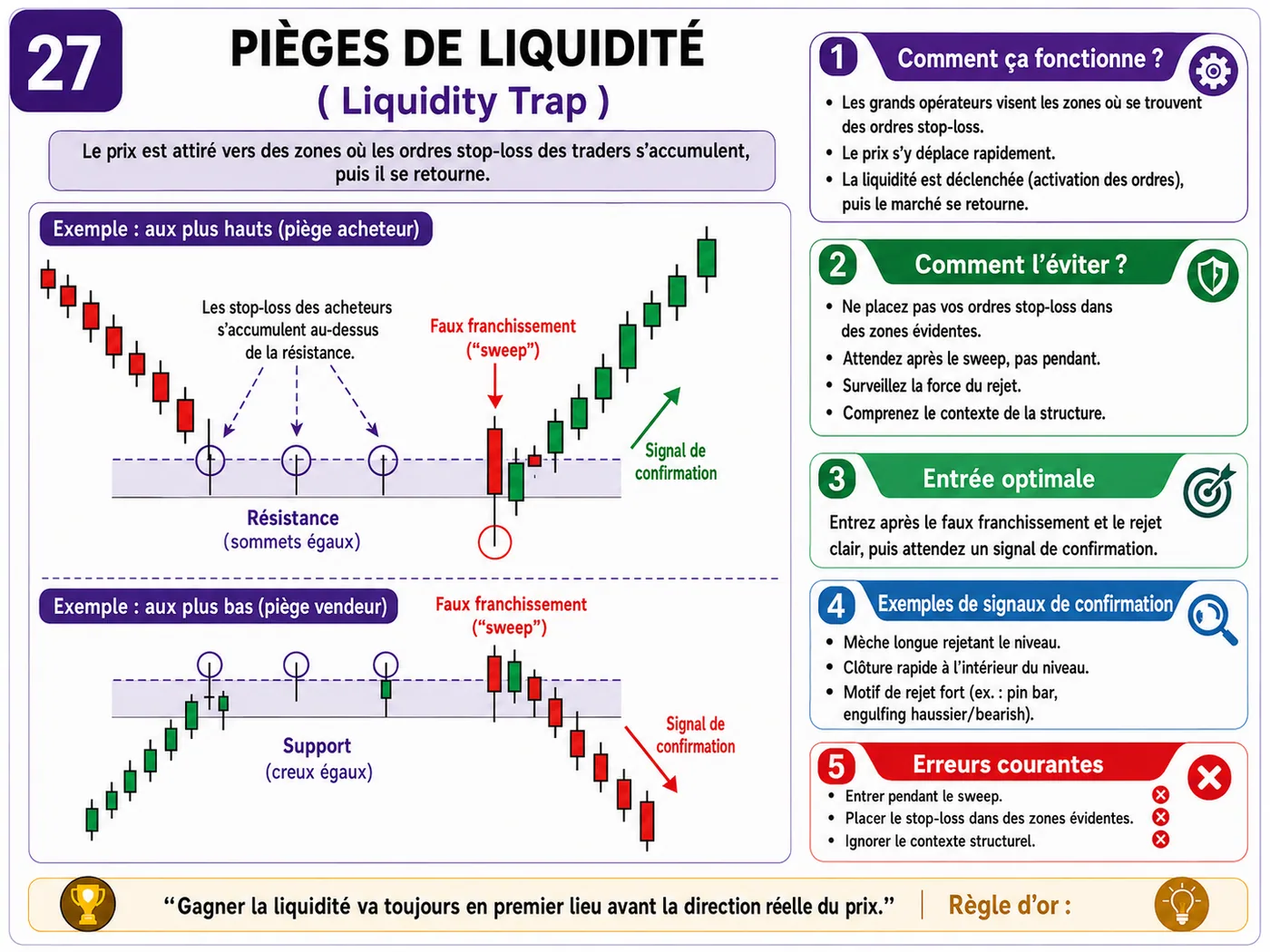 Piège de manipulation par indicateur sur support et résistance: analyse price action, liquidité et gestion du risque