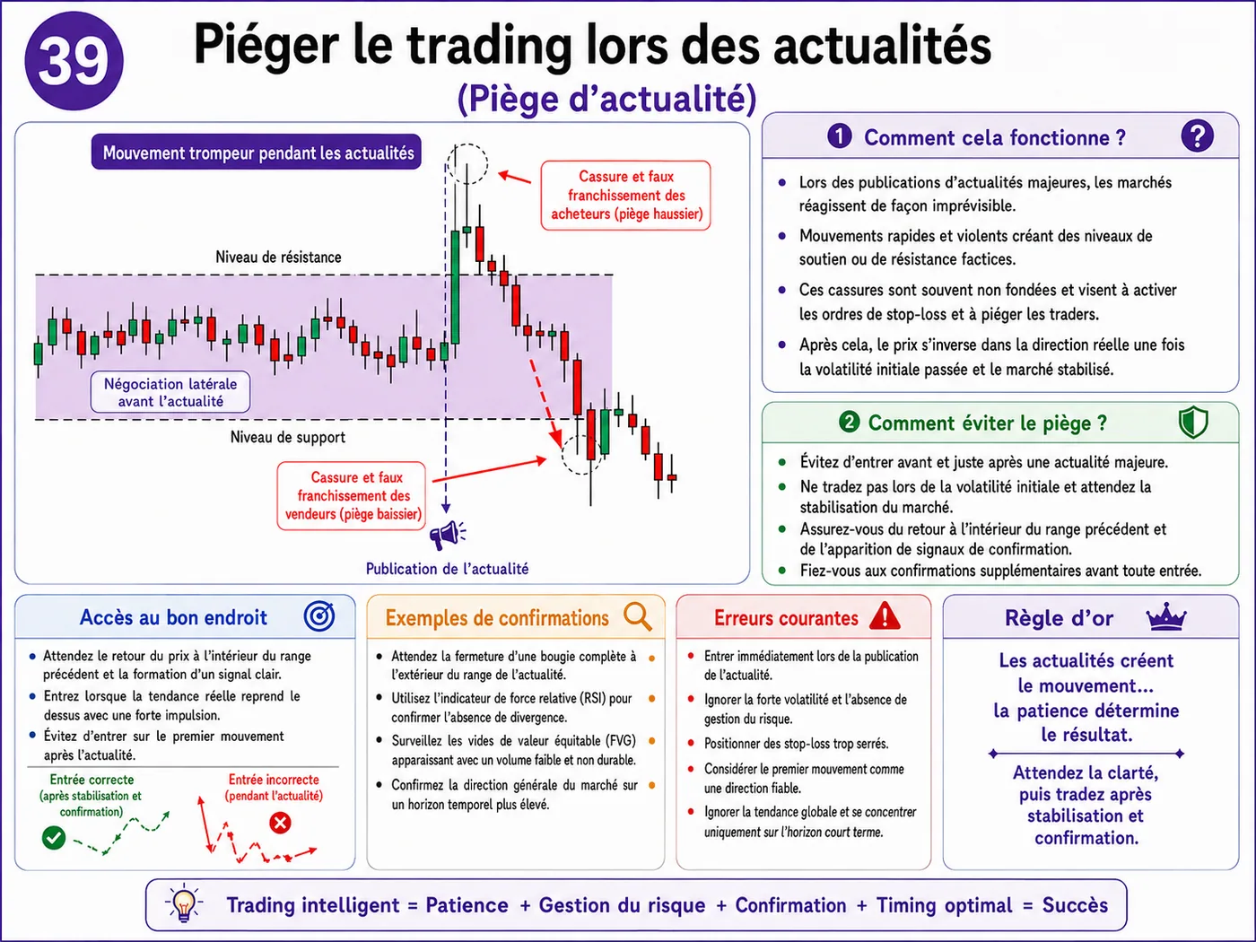 Piège de zone d'offre et de demande sur support et résistance: analyse price action, liquidité et gestion du risque