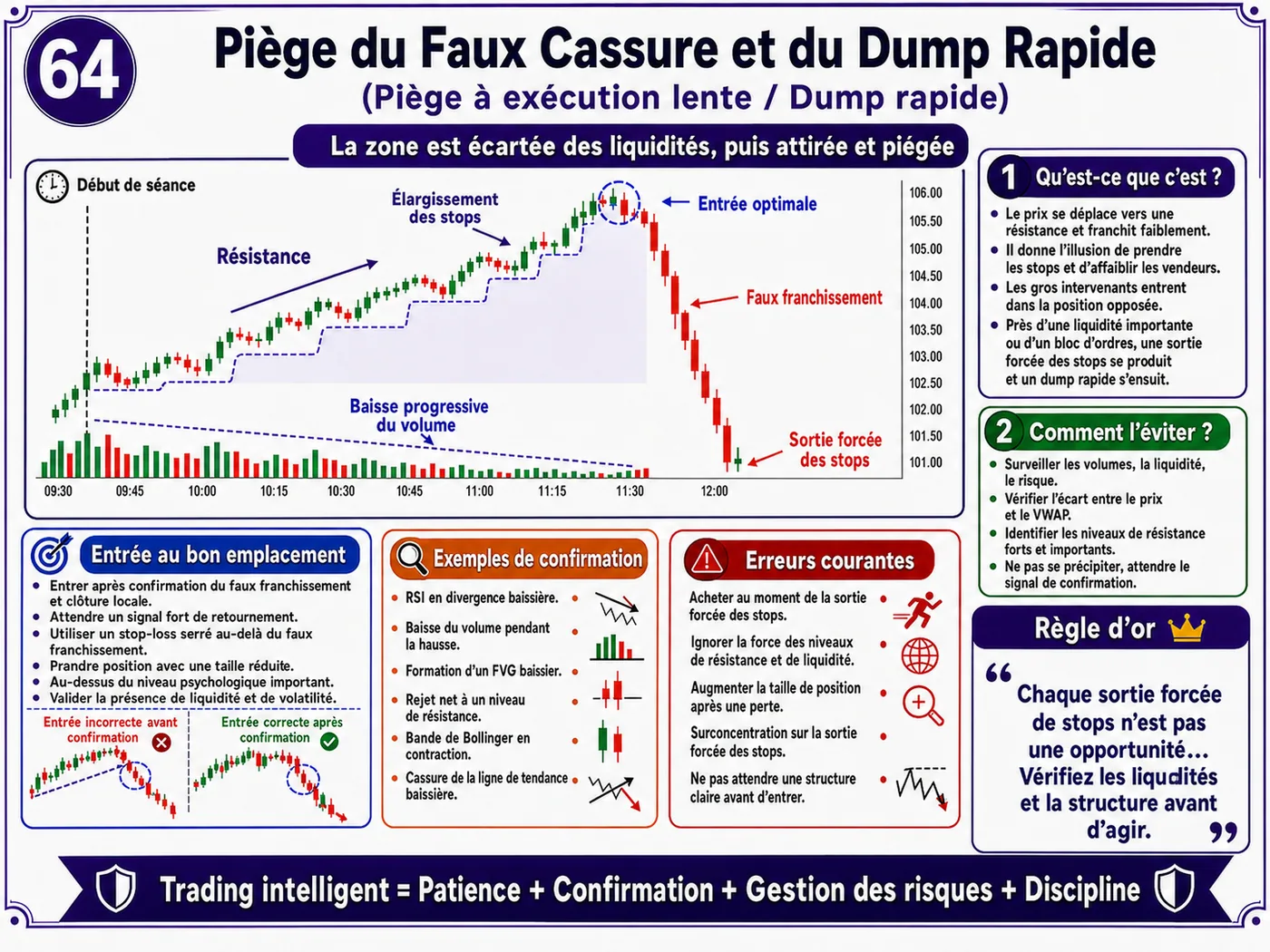 Piège de prise de liquidité sous les creux en faible liquidité: analyse price action, liquidité et gestion du risque