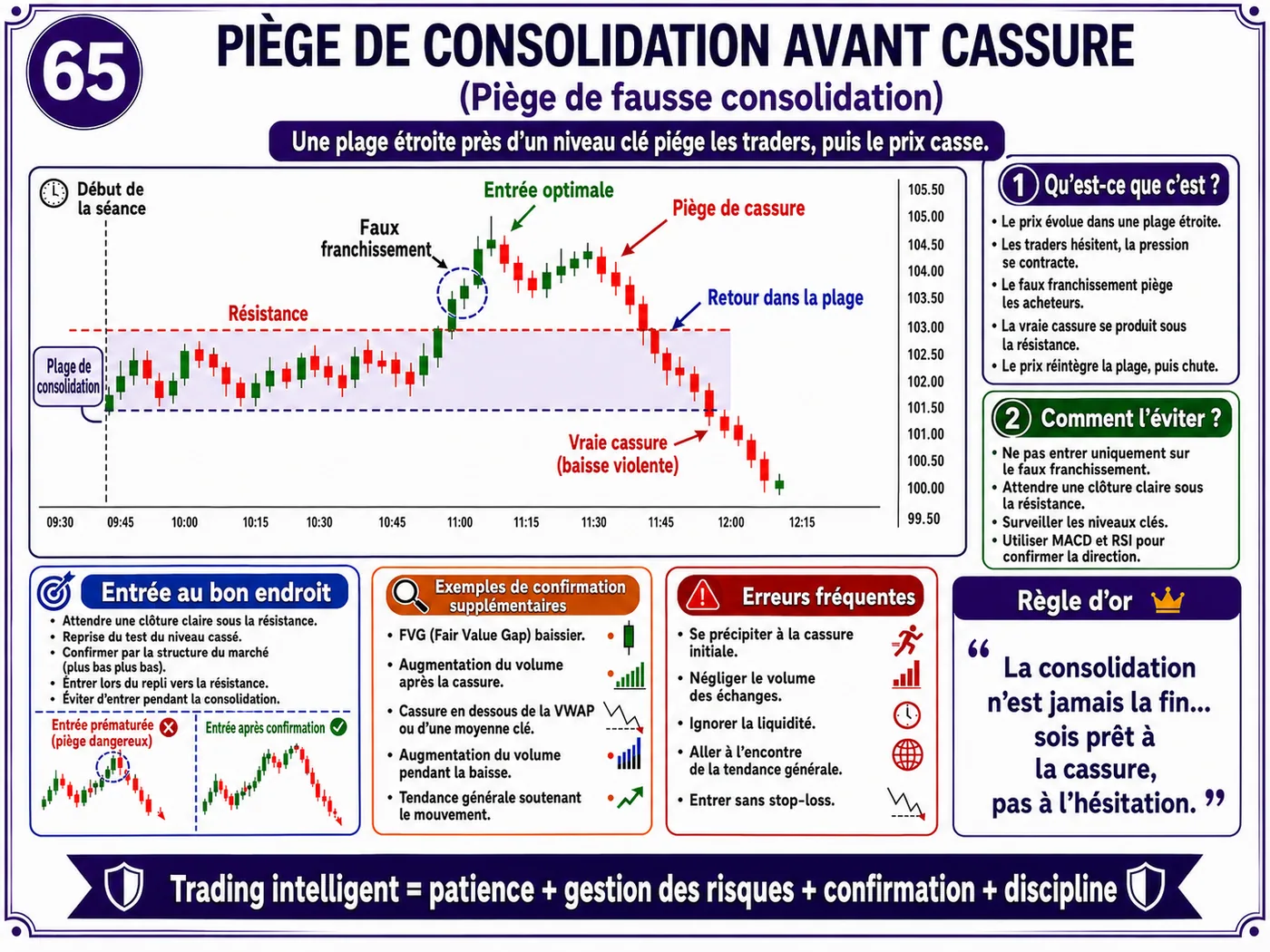 Piège de cassure de la zone de valeur haute VAH en faible liquidité: analyse price action, liquidité et gestion du risque