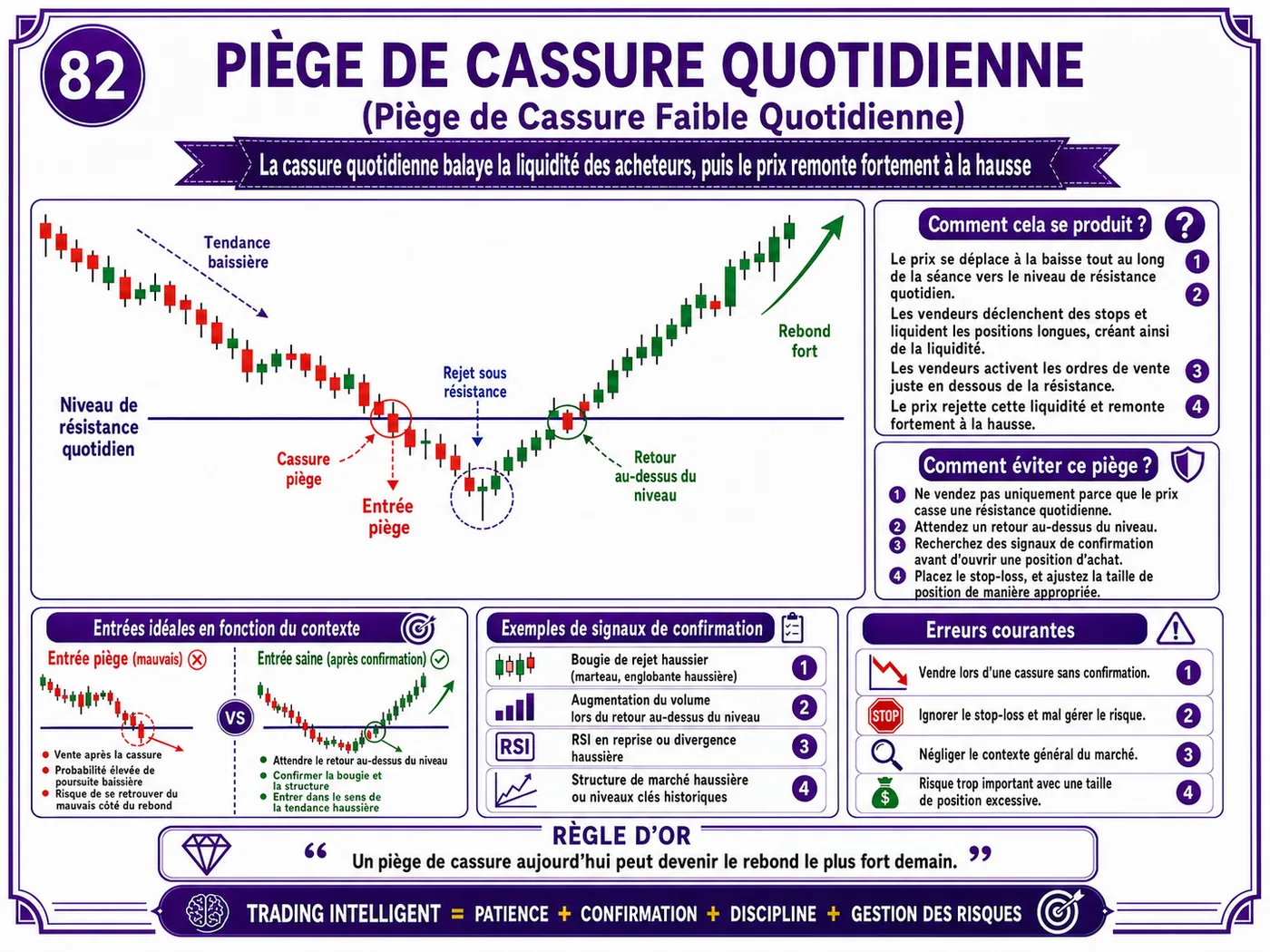 Piège de fausse cassure sous le support après les annonces économiques: analyse price action, liquidité et gestion du risque
