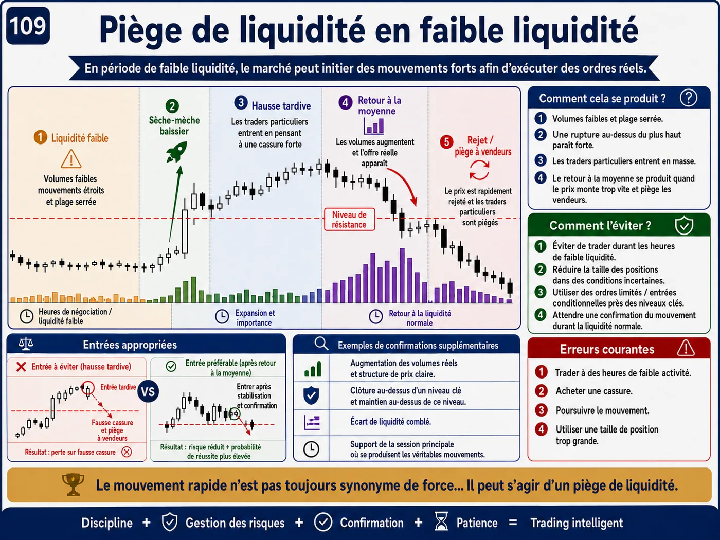 Piège de poursuite d'une bougie forte dans la tendance: analyse price action, liquidité et gestion du risque